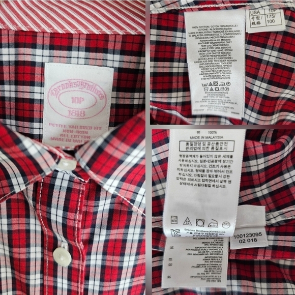 Brooks Brothers Red Plaid Fitted Non-Iron Cotton Button Shirt - Picture 3 of 16